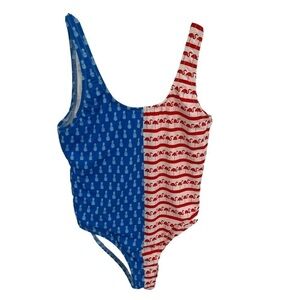 Chubbies Women’s One Piece Swimsuit The Nifty Fifty Blue Red Size XS Tank